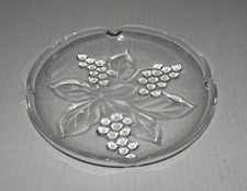 Vintage Soga Japanese art glass frosted plate, with grape design  8.5"