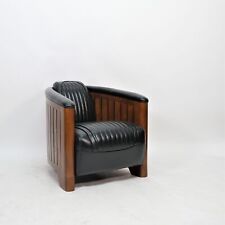 Club Chair " Céleste " Lounge Relax Designer Art Deco Leather Chair Cigar Black