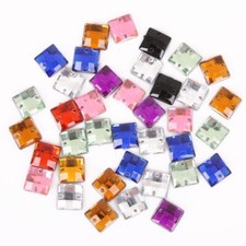 SQUARE Sew On, 100 X 10mm mixed  Stitch On, Stick DIAMANTE Crystal Rhinestones 