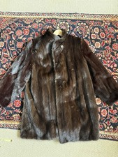 Brown Mink Fur Coat - Midi Size 10 12 15 Medium Small - Mint Condition High Neck