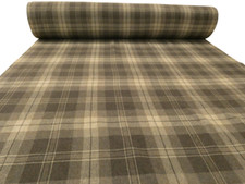 BROWN Tartan Check Wool Upholstery Curtain Cushion Fabric possibly Abraham Moon