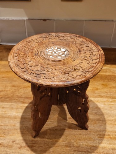 Vintage carved wooden folding - carved,