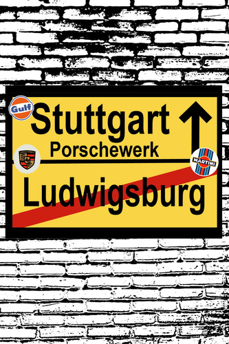 Porsche factory road sign - factory,