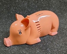 Vintage Collectable Novelty Miniature Hard Plastic Pig Hoover Toy (Working)