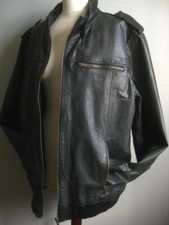 AVIATRIX REAL LEATHER JACKET 44 42 2XL BIKER cafe RACER mens black soft real