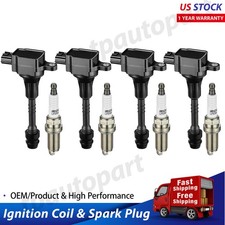 4X Ignition Bobinas + Spark Plug OEM for 2002-2006 Nissan Sentra Almera 1.8L UF3