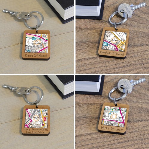 Personalised wooden key ring - ring,