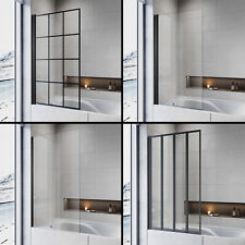 ELEGANT Bath Shower Screen Wet Room Black Frame Clear Glass Panel 4 Types Door