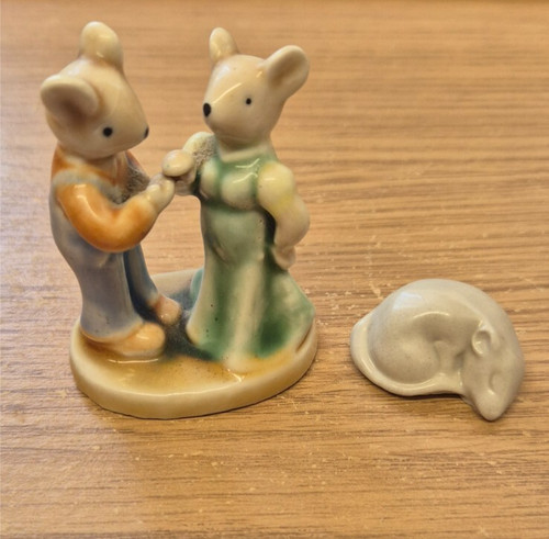 Mice pottery figurines vintage - pottery,