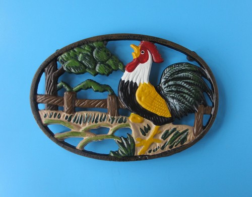 Cast iron trivet with cockerel - iron,