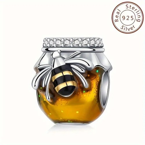 Golden honey jar bee charm - bee,