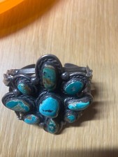 Vintage Navajo Sterling Silver And Turquoise Cuff Bracelet