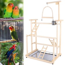 Pet Parrot Playstand Parrot Bird Playground Bird Play Stand Wood Perch Gym Play#