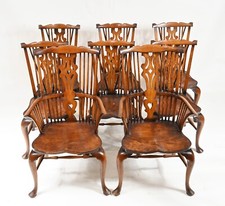 Set 8 Windsor Chairs Yew Farmhouse Dining Furniture