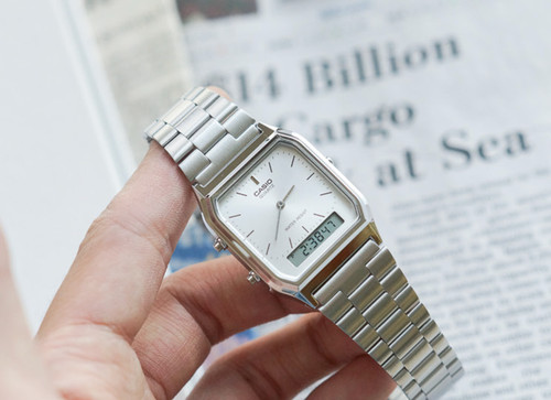 Casio 230a silver white - casio, aq-230a-7d