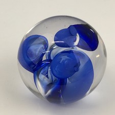Langham Glass Art Paperweight Colbert Blue - Made In England