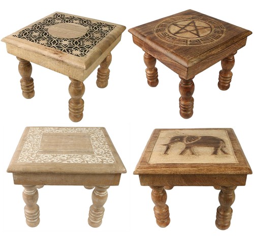 30cm square wooden stool plant - wooden,