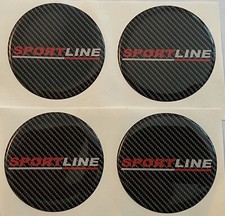 SPORTLINE ALLOY WHEEL CENTRE CAP DOMED STICKERS X4 CARBON EFFECT VAN 60mm