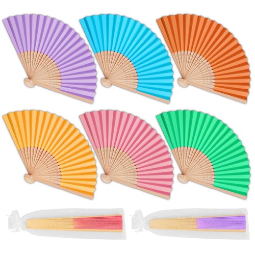 Folding fans 6pcs paper - folding,