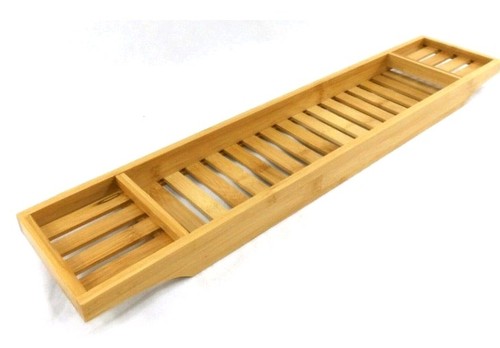 Bamboo wood bath tub rack - bamboo,
