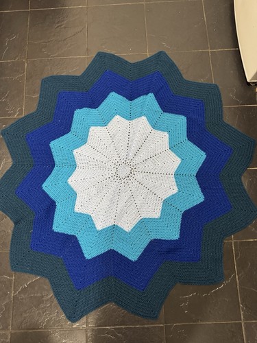Large crochet blanket blues - blanket,
