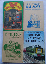 4 x vintage Ladybird Books: In the train, story Of Railways, B. R. & steam locos