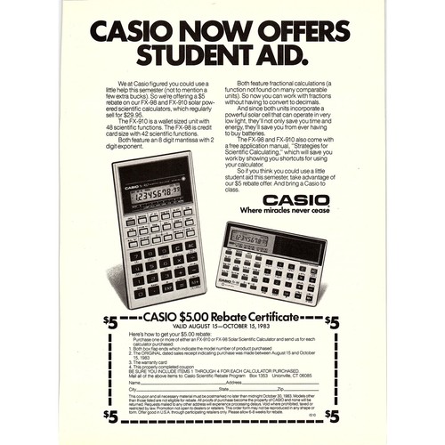 Casio calculators fx 910 - casio, fx-98