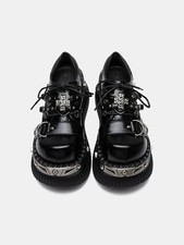 Y2K Gothic Platform Shoes  Black Chunky Punk Creepers, Alt Girl Grunge Aesthetic