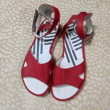 Fly London Mafi Womens Red Leather Sandals Lipstick Red Size 37/4 Strap