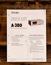 Teac A-380 Cassette Parts List