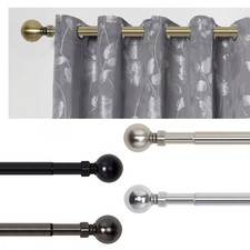 Extendable Curtain Poles with End Finials + Fittings Set 28mm Heavy Duty Rods UK