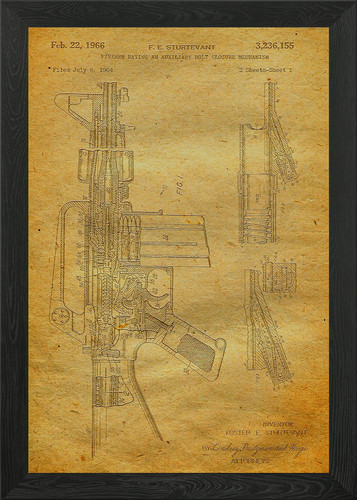 M16 rifle patent framed wall - patent,