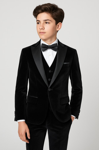 Boys tuxedo velvet suit black - suit,