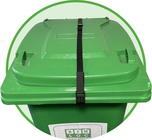 Black wheelie bin - strap, –