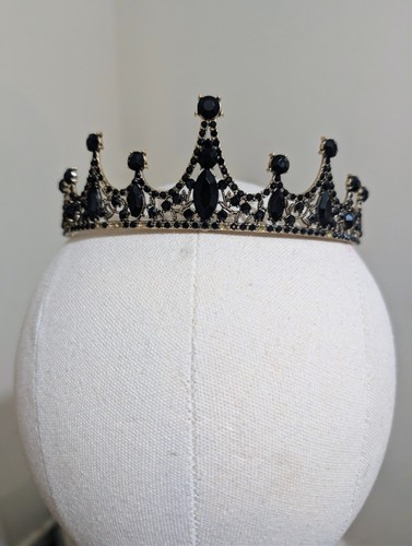 Black rhinestone crystal tiara - rhinestone,