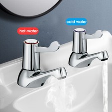 2X Twin Taps Set Hot and Cold Pair Tap Traditional Bath Bathroom Basin Sink NEW