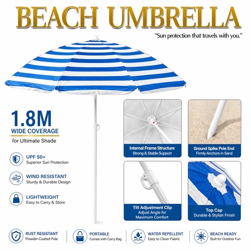 Portable beach umbrella - portable, 1.8m