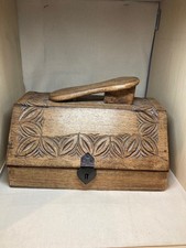 Carved Wooden Shoe Shine Box