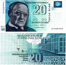 1997 (1993) Finland 20 Markkaa Banknote UNC P123 b Holkeri Heinonen Litt. A