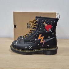 Dr Martens 1460 Rock & Roll Studded Skull Heart Thunder Leather Rare Boots Uk 5