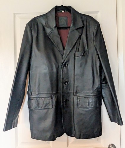Vintage black real leather - real,