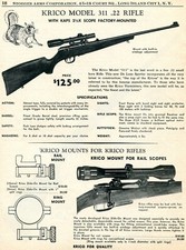 1960 Print Ad of Krico Model 311 Rifle w Kaps Scope
