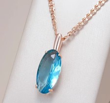 Elegant Necklace Pendant Crystal 585 Rolled Rolled Rose Gold 14K Jewelry Box