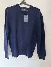 Hackett Navy V Neck jumper pure wool Large L BNWT