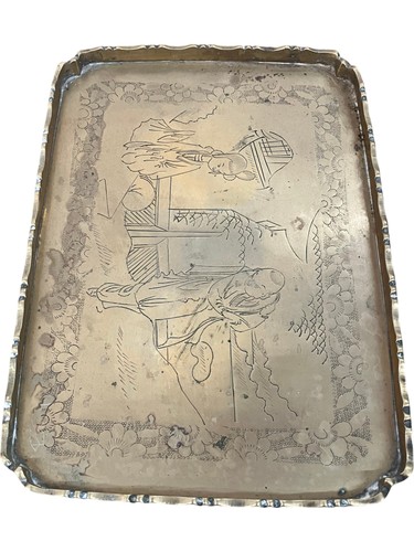 Vintage etched brass vanity - vintage,