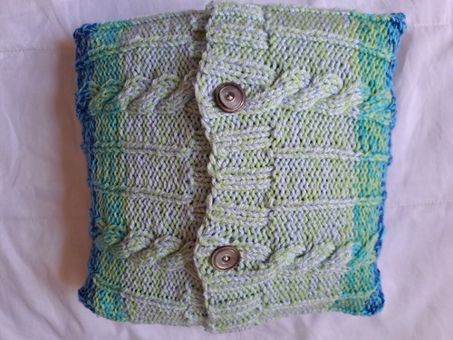 Hand knitted green aran - hand,