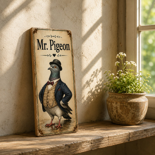 Pigeon sign wooden sign