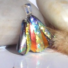 Dichroic Glass Pendant Necklace Handmade Multi Fan DP1057