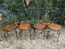 Wrought Iron And Wood  Chairs Vintage