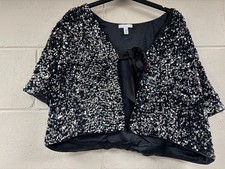 H&M BLACK & SILVER SEQUIN CAPE